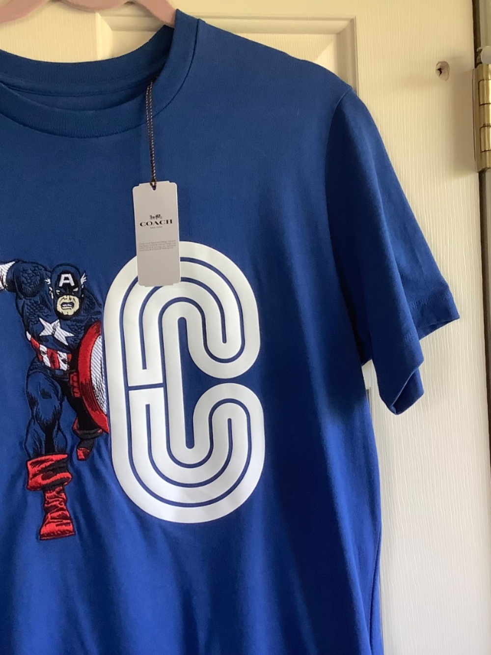 Coach X Marvel Captain America Retro C Tee Shirt Blue Size S - Picture 4 of 14